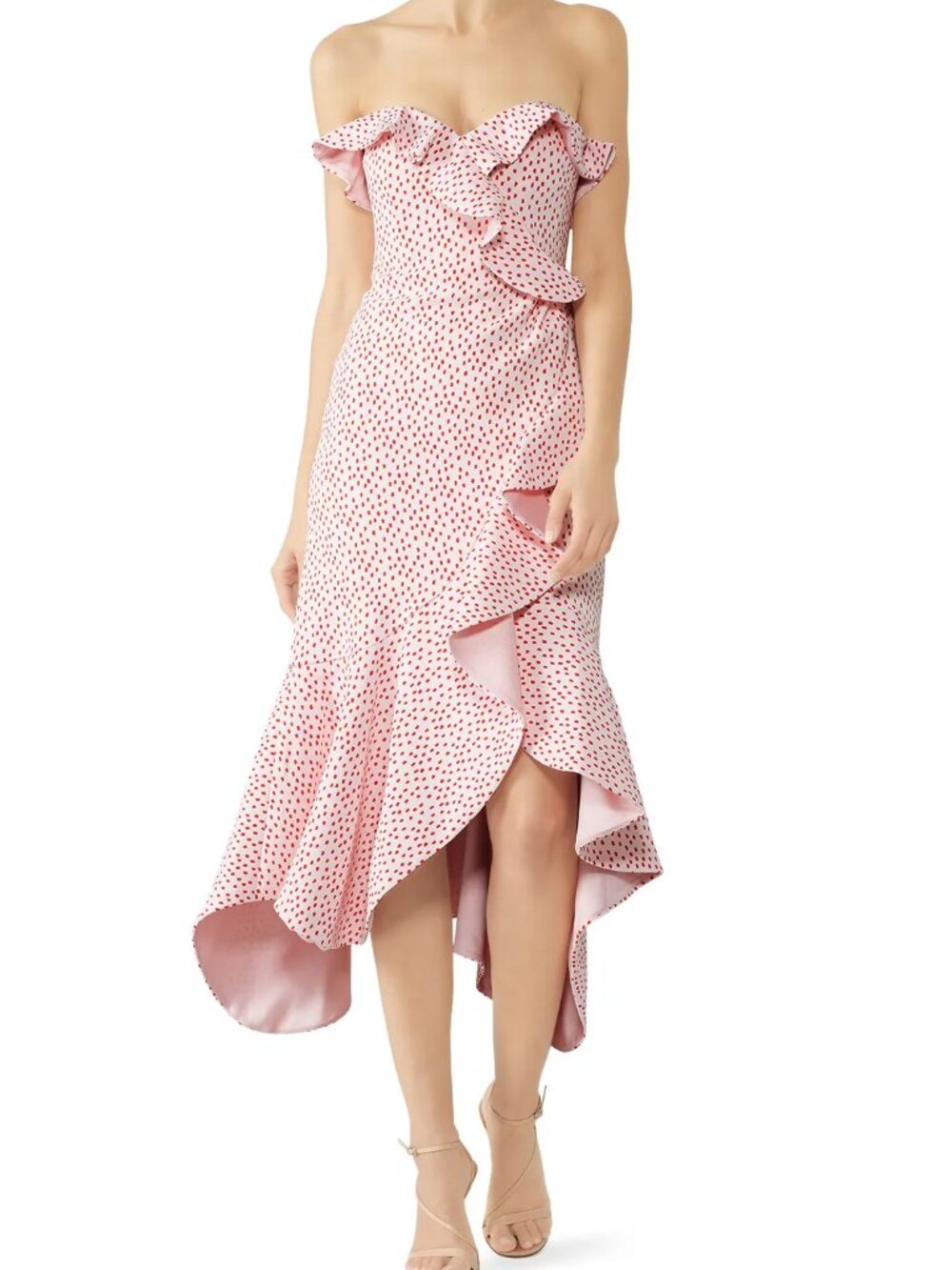 SIMKHAI Midi Dress Speckle Print Elegant Fun Ruffles Bustier party event dress 2